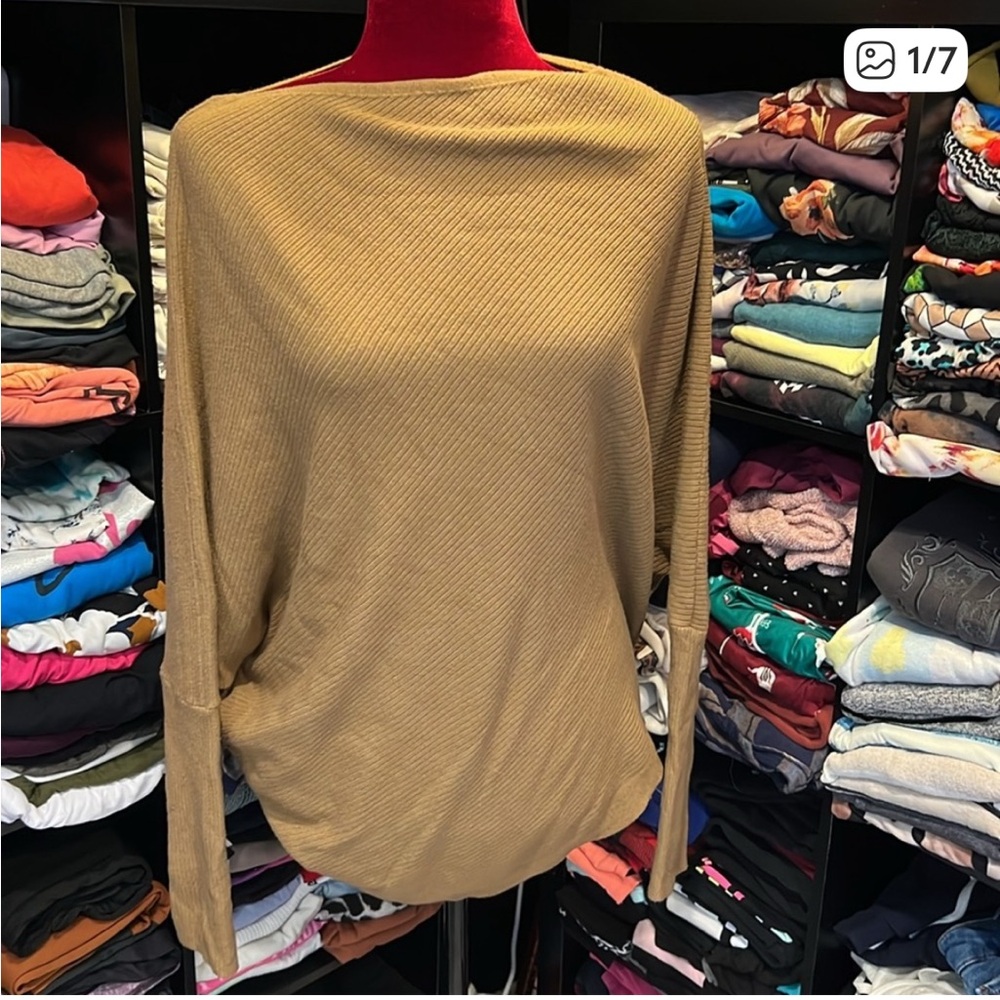 Eesome Camel Dolman Sleeve Sweater